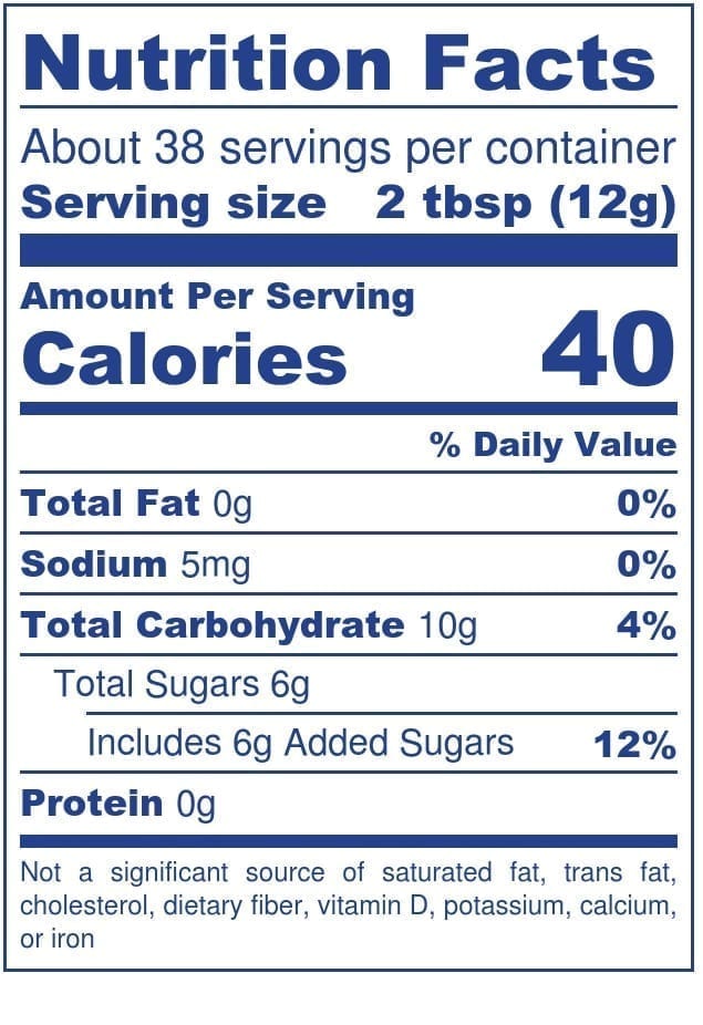 Nutrition Label 16oz Nutrition Facts